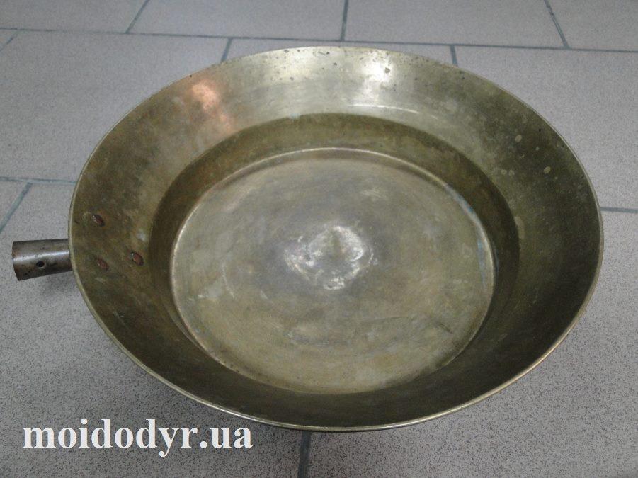 Мідний, латунний таз з ручкою для приготування їжі (380 мм х 90 мм (h))