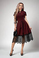 Романтичное бордовое платье увеличенных размеров 50, 52
