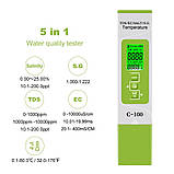 Комбінований TDS/EC/SALT/S. G./Temp метр С-100 (з підсвічуванням), фото 2