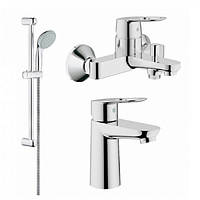 Набор смесителей для умывальника, ванны и душевая стойка S-Size Grohe BauLoop 123214S