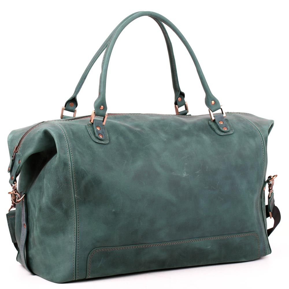 Сумка-саквояж дорожня з натуральної шкіри крейзі хорс ручної роботи, фото 1