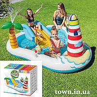 Надувний ігровий центр з басейном Весела Рибалка INTEX 57162 Дитячий басейн з гіркою 218х188х99 см