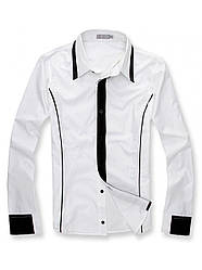 Сорочка чоловіча з довгими рукавами, розміри S, M, L, XL, колір чорний, білий