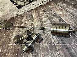 Набір 113 кг Штанга + W-подібний гриф + Гантелі набірні Гантелі, гирі, штанги та диски металеві диски, фото 3