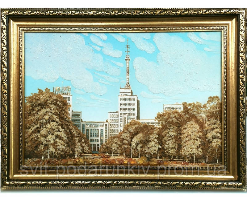Держпром Харків велика гарна картина з бурштину
