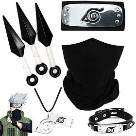 Набір Какаші з аніме Наруто: Маска + Пов'язка + 3 Кунаї + Браслет + Кулон | Косплей Какаші Хатаке | Cosplay Kakashi Hatake