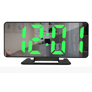 Дзеркальний LED-годинник із будильником і термометром VST-888 Чорний зелений підсвітка