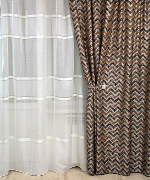 Портьерная ткань для штор Жаккард бежевого цвета (Elizabet JL 19173-105/280 PJak) - фото 3 - id-p1218209429