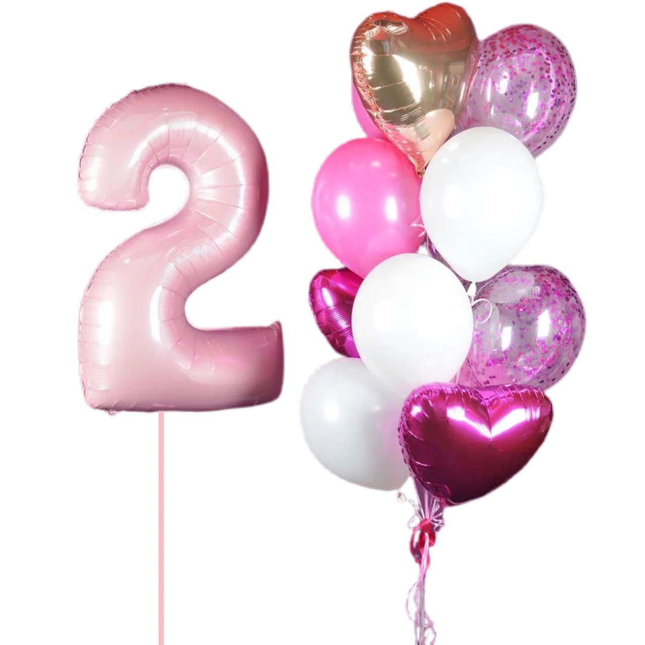 Гелієві кульки на день народження для дівчинки і кулька цифра 2