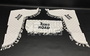 Шторки экокожа "KING OF THE ROAD" Белые PREMIUM