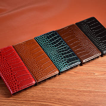 Чохол на Ulefone Armor X7 Pro книжка з НАТУРАЛЬНОЇ ПРЕМІУМ ШКІРИ із підставкою протиударний магнітний "CROCODILE"