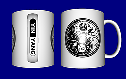 Гуртка / чашка Інь Ян троянда біла та чорна