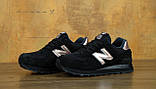 Жіночі кросівки New Balance 574, чорні замшеві кросівки нью беленс 574 нью беланс, фото 2