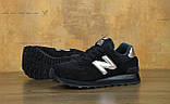 Жіночі кросівки New Balance 574, чорні замшеві кросівки нью беленс 574 нью беланс, фото 7