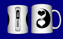 Гуртка / чашка Інь Ян серце біле і чорне