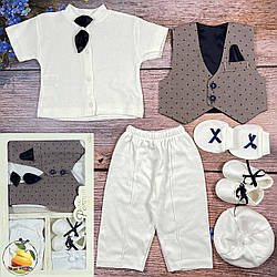 Хрестильний набір з краваткою для малюка Розмір: 0-3 місяці (01664)