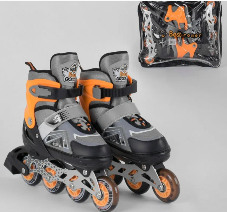 Дитячі ролики 5977-М Best Roller р.34-37, колеса PU, світло переднього колеса, d коліщатка — 7 см роликові ковзани, фото 1