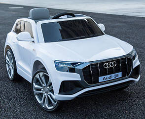 Дитячий електромобіль Джип JJ 2066 EBLR-1, Audi Q8, колеса EVA, шкіряне сидіння, білий