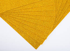 Фоаміран з глітером (блискучий)лист 2мм (24х24см), колір  - золото