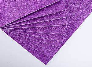 Фоаміран з глітером (блискучий)лист 2мм (24х24см), колір - ліловий