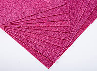 Фоамиран с глиттером лист 2мм (24х24см), цвет - темно розовый