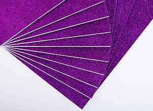 Фоаміран з глітером (блискучий)лист 2мм (24х24см), колір  - фіолетовий
