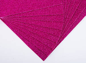 Фоаміран з глітером (блискучий)лист 2мм (24х24см), колір - маджента