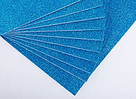 Фоамиран с глиттером лист 2мм (24х24см), цвет - голубой темный