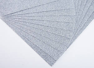 Фоаміран з глітером (блискучий)лист 2мм (24х24см), колір  - срібло