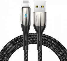 Кабель для зарядки телефона/ смартфона Baseus USB - Lightning 1 м 2.4А Індикатор Чорний (CALSP-B01), фото 6