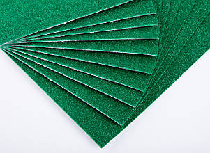 Фоаміран з глітером (блискучий)лист 2мм (24х24см), колір - зелений темний