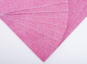Фоаміран з глітером (блискучий)лист 2мм (24х24см), колір - рожевий