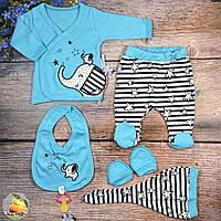 Комплект одежды со слюнявчиком и шапочкой для малыша Размер: 0- 3 месяцев Рост: 56 см (01686)
