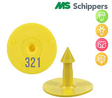 Бірка Кругла НОМЕРНА №1-100 (уп/100шт), жовтого кольору MS SCHIPERS