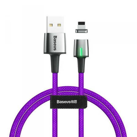 Магнітний кабель для зарядки телефона/ смартфона Baseus USB - Lightning 1 м Фіолетовий (CALXC-A05), фото 3