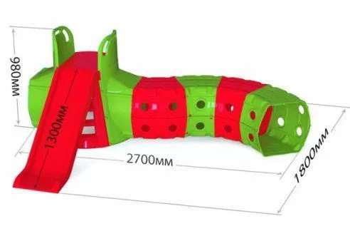 Дитяча Гірка з Тунелем червоне з зеленим DOLONI-TOYS