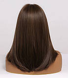 Перука коричнева пряма з чубом середньої довжини, фото 2