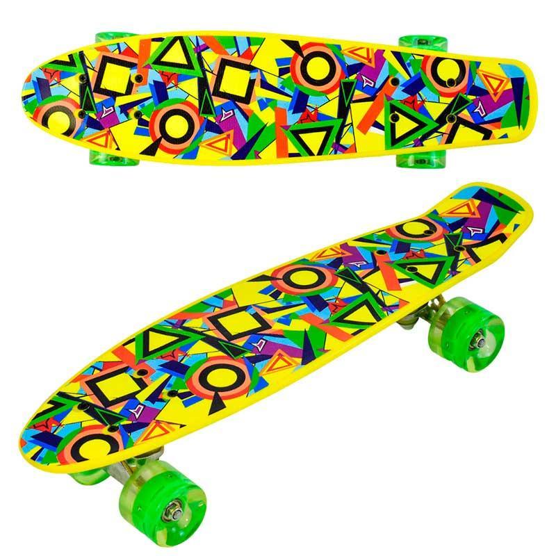 *Скейт (піні борд) Penny board зі світними колесами АБСТРАКЦІЯ арт. 11002, фото 1