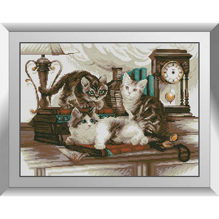 31628 Кошенята в бібліотеці Набор алмазной живописи, фото 1