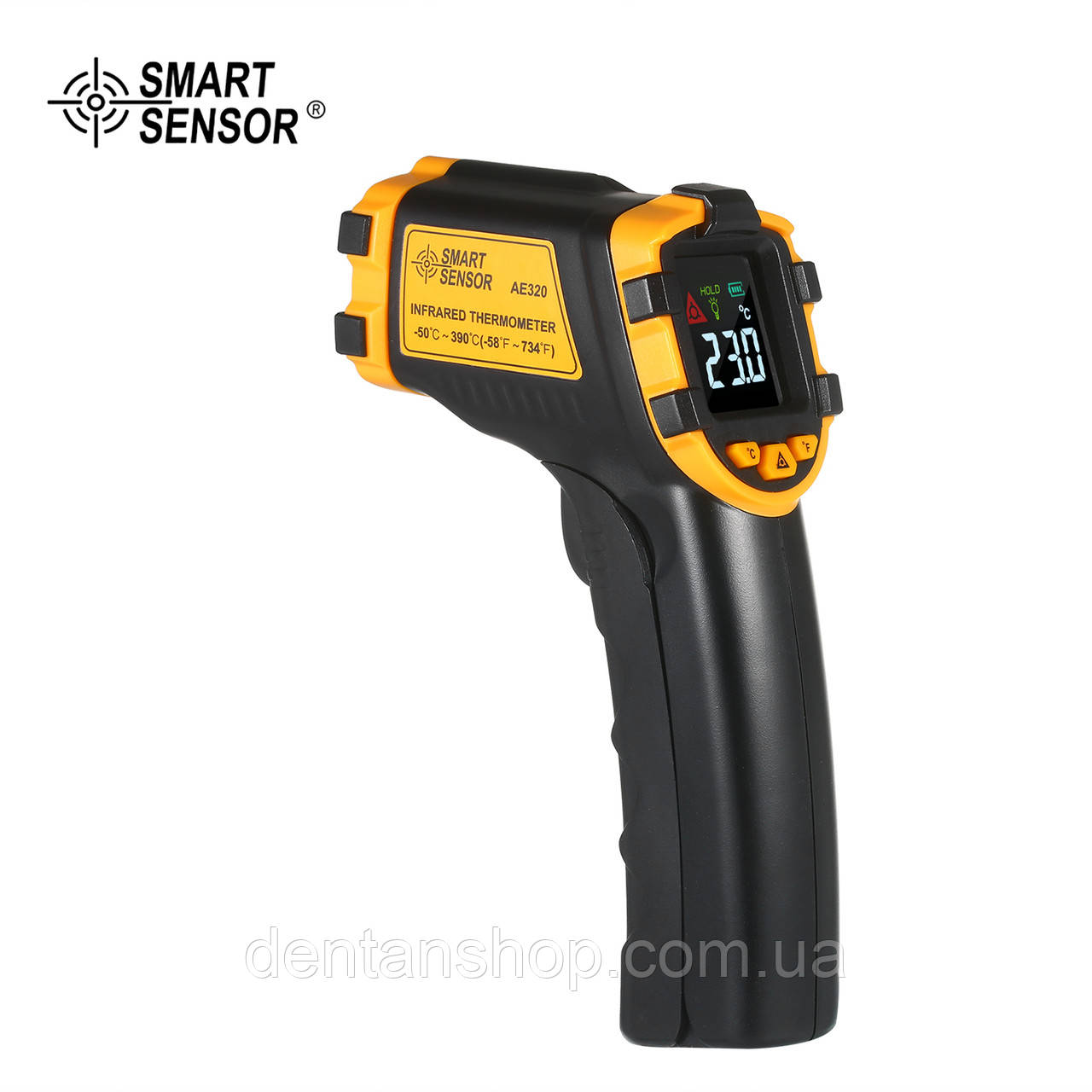 Інфрачервоний пірометр з лазерним покажчиком Smart Sensor AE320 (-50~390℃) DS: 12:1, фото 1