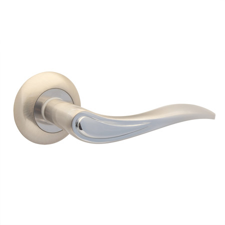 Ручки дверні роздільні Code Deco H-14064-A-NIS/CR матовий нікель/хром, фото 1