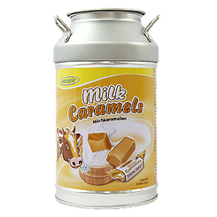 Цукерки бідончик (копілка) з ірисками Вугі Woogie milk caramels 250g 14шт/ящ (Код: 00-00005744)