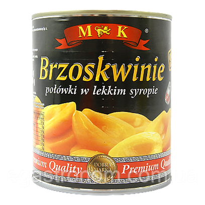 Персики консервовані МК ж/б brzoskwinie MK w lekkim syropie 820g/470g 12шт/ящ (Код: 00-00005742)