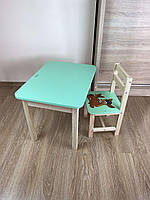 Детский салатовый столик со стульчиком ( рост 100-115см )