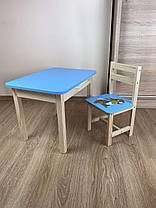 Дитячий блакитний столик з відкидною стільницею та зі стульчиком, фото 2