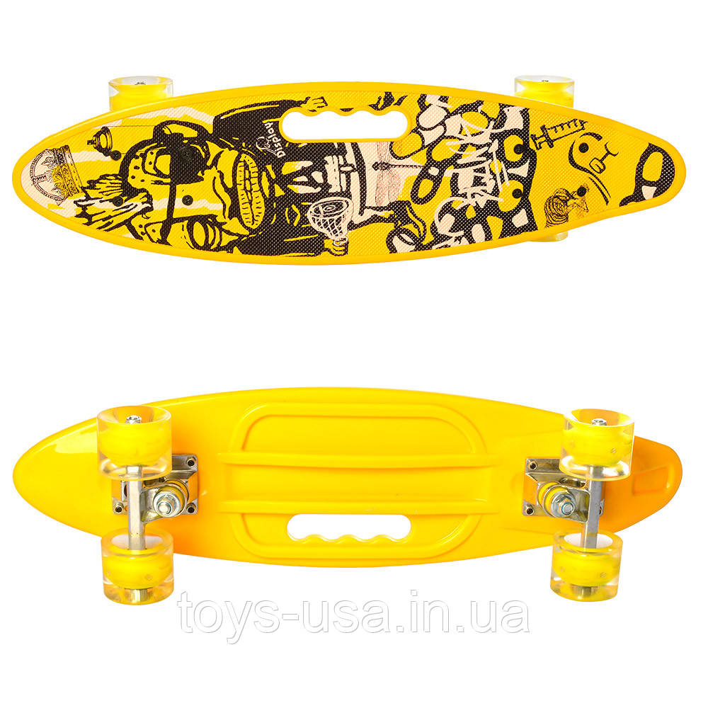 Скейт (пенні борд) Penny board (світяться колеса) ЖОВТИЙ арт. 0461-2