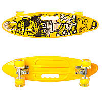 Скейт (пенні борд) Penny board (світяться колеса) ЖОВТИЙ арт. 0461-2