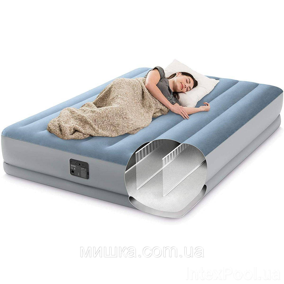 Надувний двоспальний велюр матрац 152*203*36 см Intex 64168