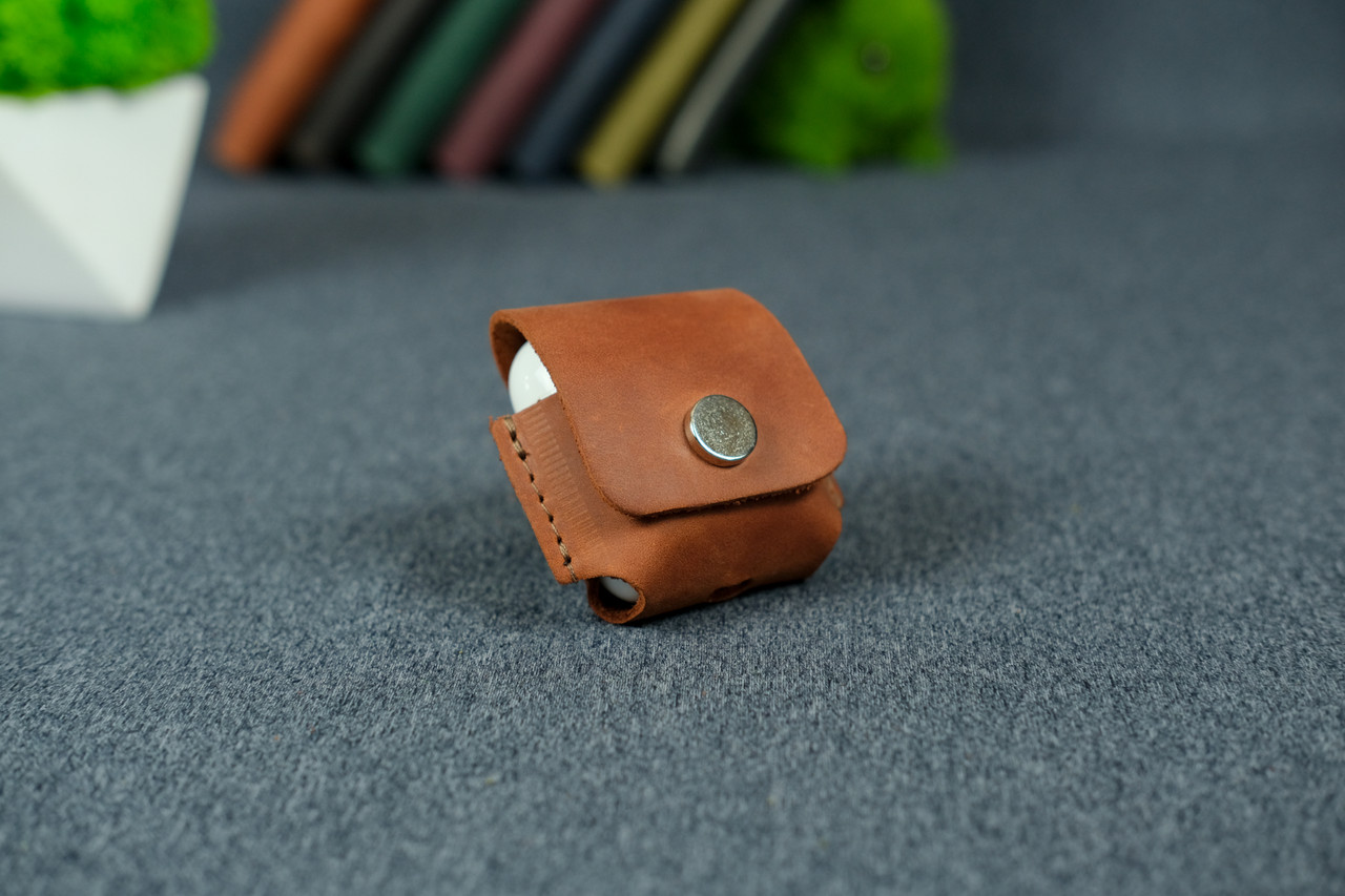 Чохол для AirPods 1, AirPods 2 з натуральної шкіри колір Коньяк
