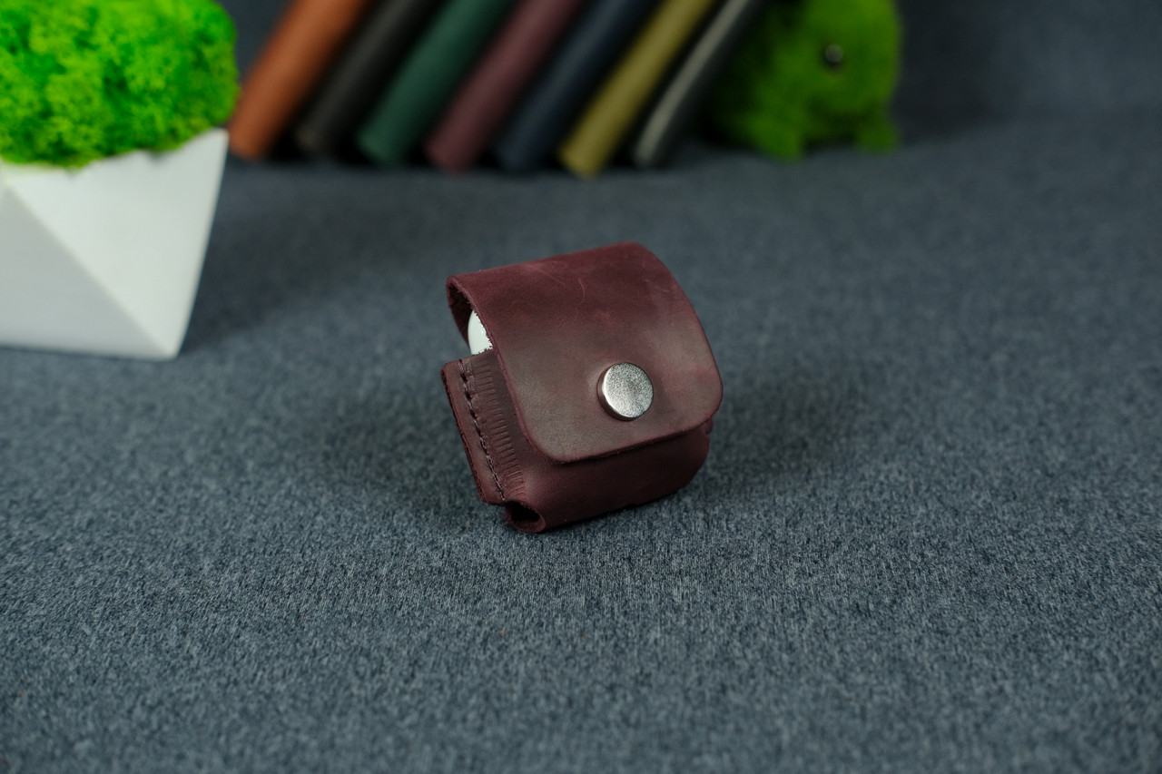 Чохол для AirPods 1, AirPods 2 з натуральної шкіри колір Бордо